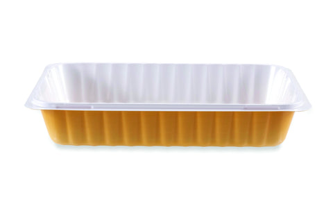 VASCHETTA TERMOFORMATA GR. 1.000 IN PET – BIANCO/BEIGE SENZA COPERCHIO